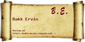 Bakk Ervin névjegykártya