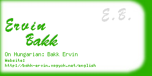 ervin bakk business card